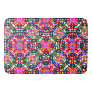 Green Red Pink Christmas Jolly Colourful Pattern Bath Mat