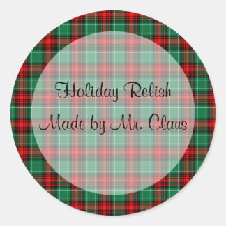 Green Red Plaid Custom Holiday Canning Jar Labels