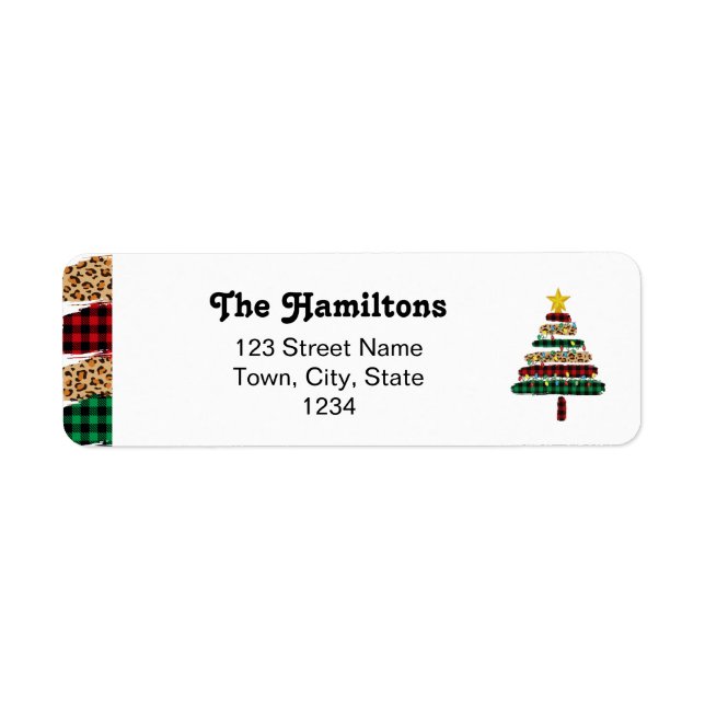 Green & Red Plaid Leopard Theme Christmas Tree Lab (Front)