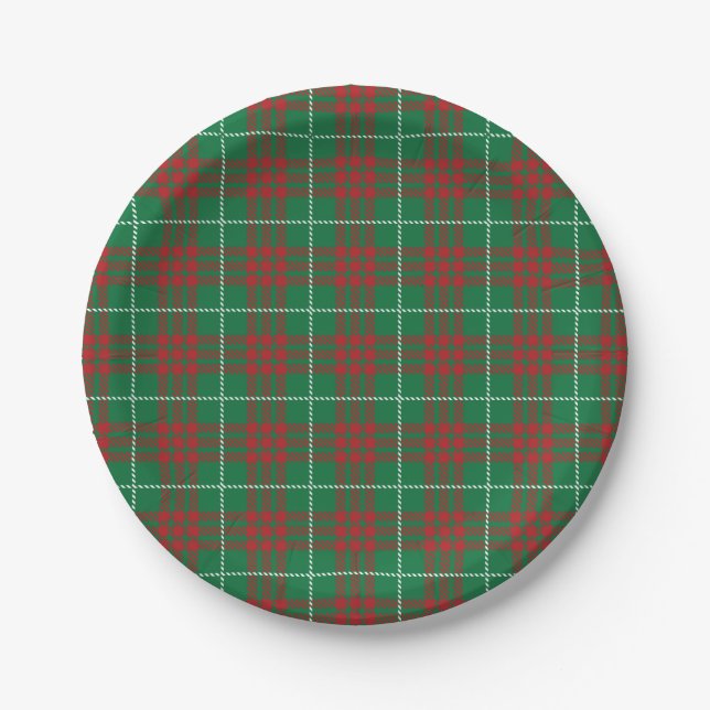 Green & Red Plaid Paper Plate (Front)