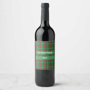 Green & Red Plaid Wine Label
