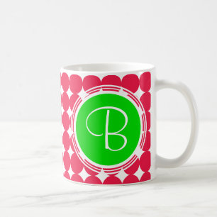 Green & Red Polka Dot Monogram Coffee Mug