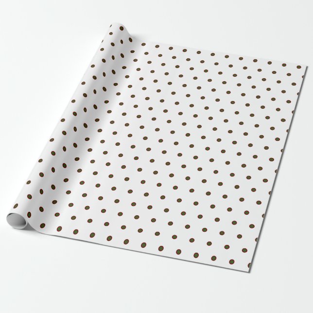Green Red Polka Dots Christmas Wrapping Paper (Unrolled)