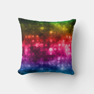 Green, Red, Purple & Blue Abstract Bokeh Design Cushion