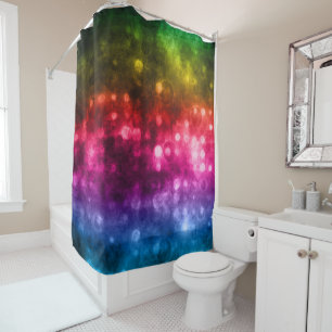 Green, Red, Purple & Blue Abstract Bokeh Design Shower Curtain