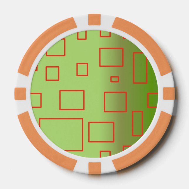 Green Red Rectangles Abstract Poker Chips (Front)