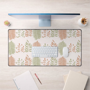 Green Red Retro Vintage Leaf Pattern  Desk Mat