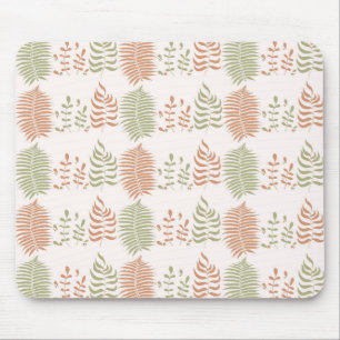 Green Red Retro Vintage Leaf Pattern Mouse Mat