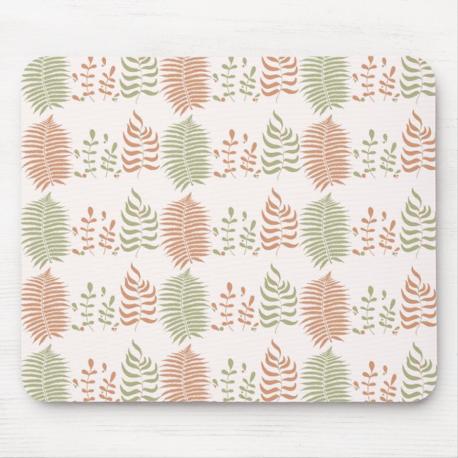 Green Red Retro Vintage Leaf Pattern  Mouse Mat (Front)
