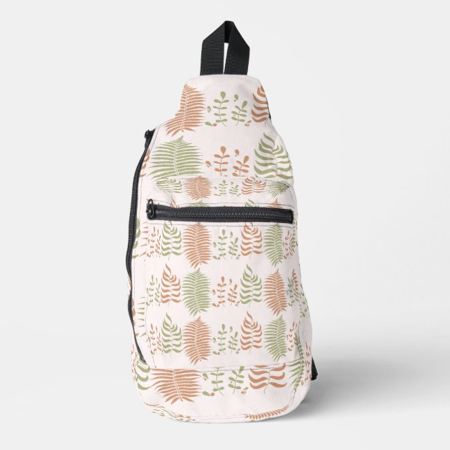 Green Red Retro Vintage Leaf Pattern  Sling Bag (Front)