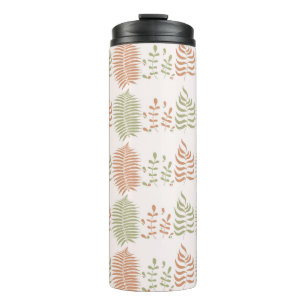 Green Red Retro Vintage Leaf Pattern  Thermal Tumbler