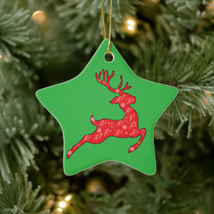 Green & Red Rudolph - Ornament (The Reindeers)