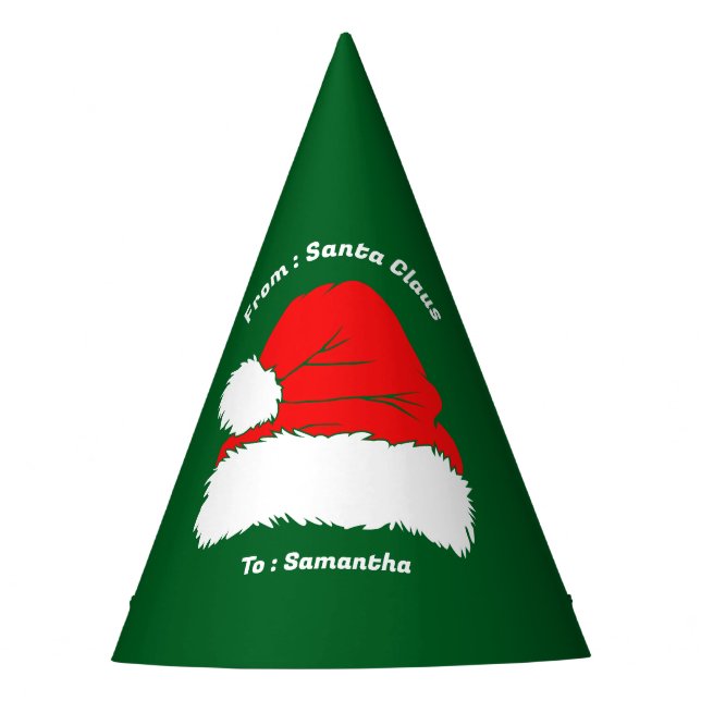 Green Red Santa Christmas Party Hat (Front)
