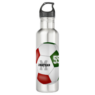 green red soccer team colours boys girls 710 ml water bottle