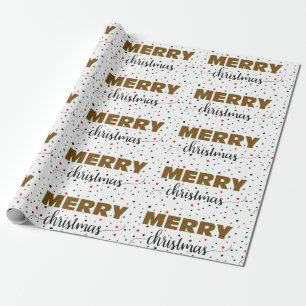 Green Red Striped Merry Christmas Stars Wrapping Paper