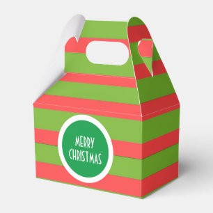 Green & Red Stripes Christmas Gable Favour Box