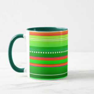 Green red stripes Christmas  Mug