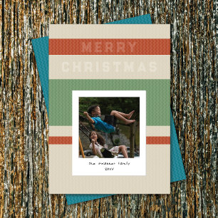 Green & Red Stripes & Instant Photo Christmas Holiday Card