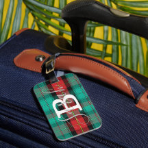 Green & Red Tartan Chequered Monogram Name