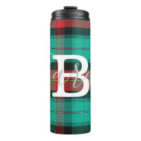 Green & Red Tartan Chequered Monogram Name