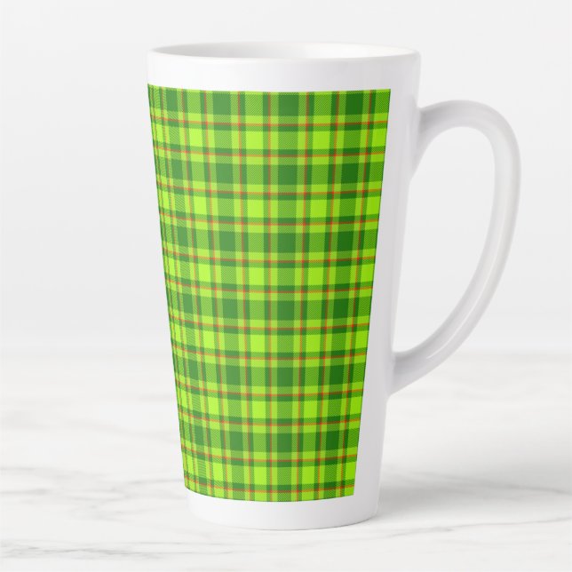 Green Red Tartan Chequered Plaid Pattern-55788 Latte Mug (Right)