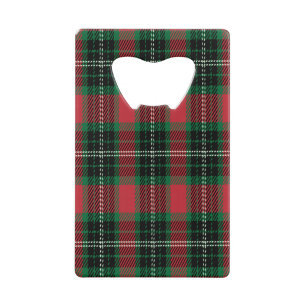 Green & Red Tartan Credit Card Bottle Opener