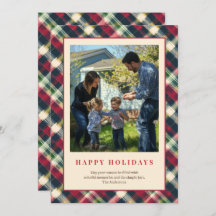 Green Red Tartan Plaid Custom Family Photo Holiday
