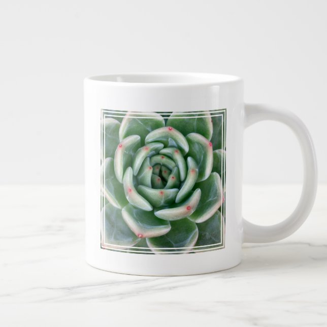 Green Red Tipped Succulent Large Coffee Mug (Right)