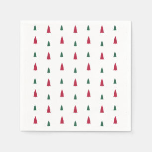 Green & Red Trees Simple Modern Christmas Napkin