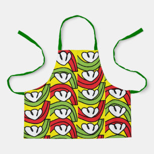 Green Red Vegetable Flower Pattern Kids Apron