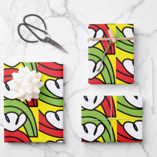 Green Red Vegetable Flower Pattern Wrapping Paper Sheet