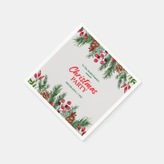 Green & Red Vintage Photo Family Christmas Party Napkin
