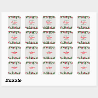 Green & Red Vintage Photo Family Christmas Party Square Sticker