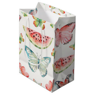 Green Red Watermelon Blue Butterflies Birthday Medium Gift Bag