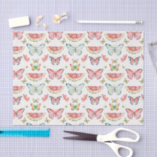 Green Red Watermelon Blue Butterflies Birthday Tissue Paper