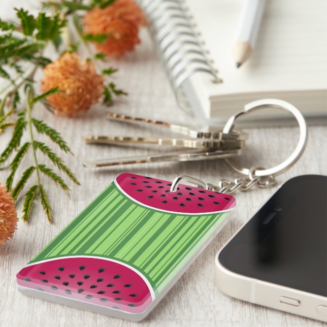 Green Red Watermelon Design Key Ring (Front Right)