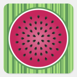 Green Red Watermelon Design Square Sticker