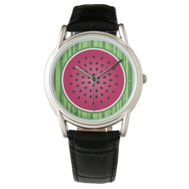 Green Red Watermelon Design Watch (Front)