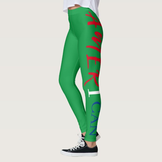 Green Red White Blue Black Woman African America Leggings (Left)