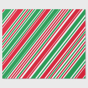 Green Red White Candy Stripe Wrapping Paper