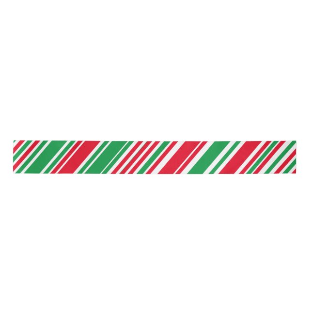 Green Red White Candy Stripe Wrapping Paper Satin Ribbon (Front)