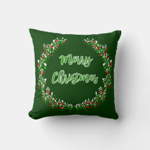 Green Red White Christmas Pillow