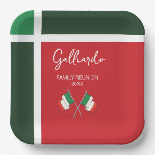 Green Red White Modern Italian Family Reunion Paper Plate