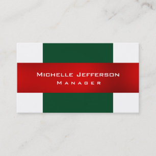 Green Red White Plain Manager Business Card