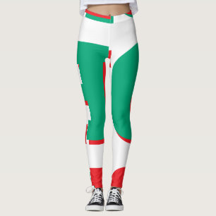 Green Red White Sporty Leggings – Athletic Colour