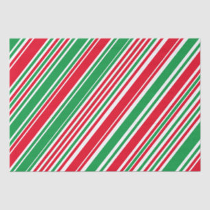 Green Red White Stripe Decoupage Tissue Paper
