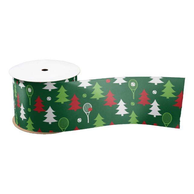 Green💚💔🤍, red, white tennis Christmas  Satin Ribbon (Spool)