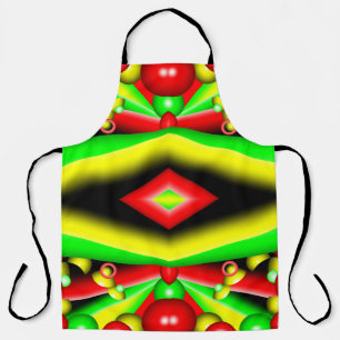 Green Red Yellow Bubbles And Stripes Abstract Art Apron