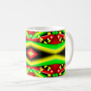 Green Red Yellow Bubbles And Stripes Abstract Art Coffee Mug