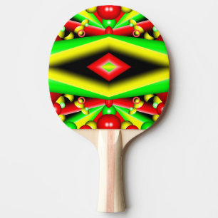 Green Red Yellow Bubbles And Stripes Abstract Art Ping Pong Paddle